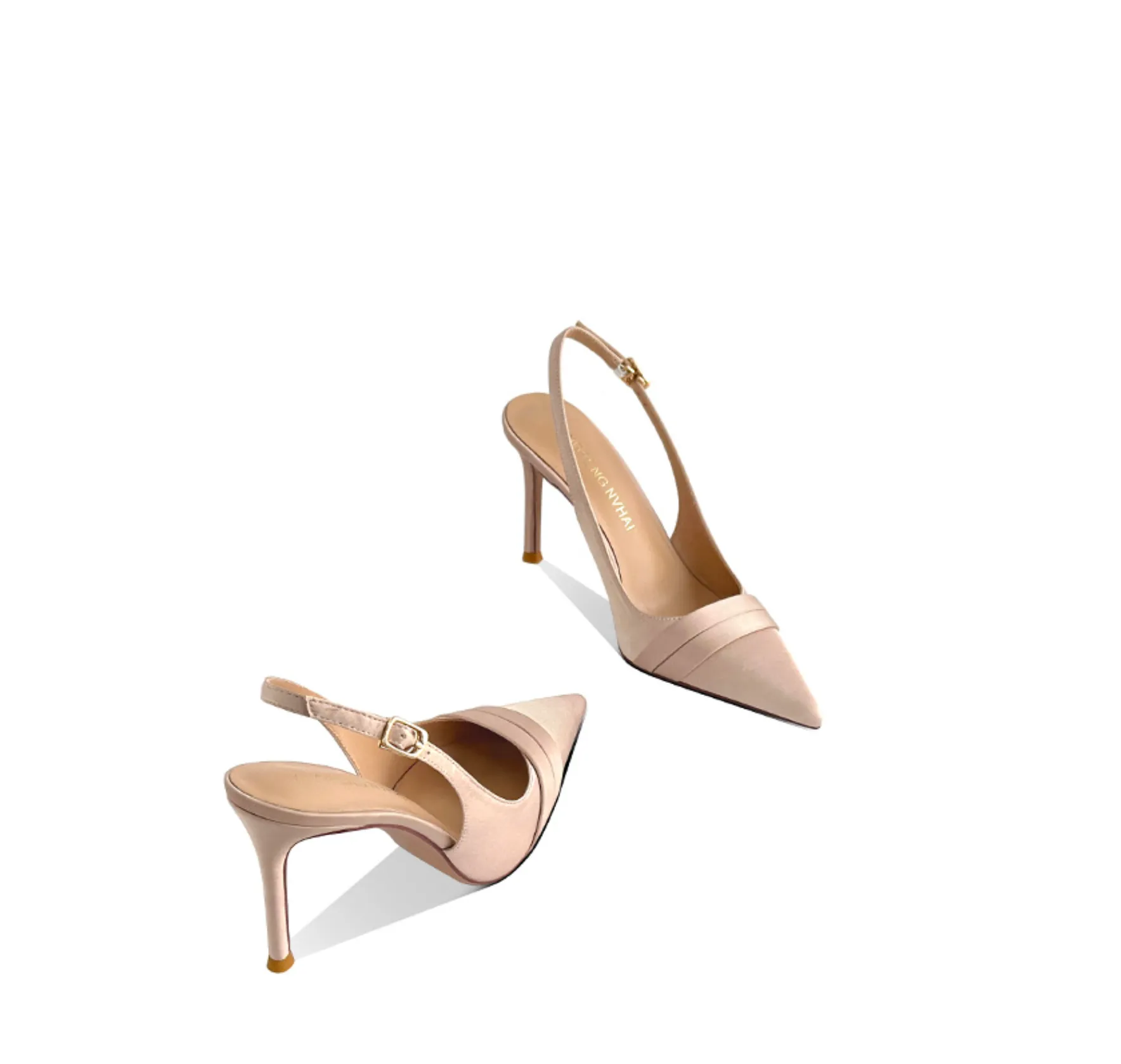 Pointed-Toe Satin Slingback Pumps – EVELYN