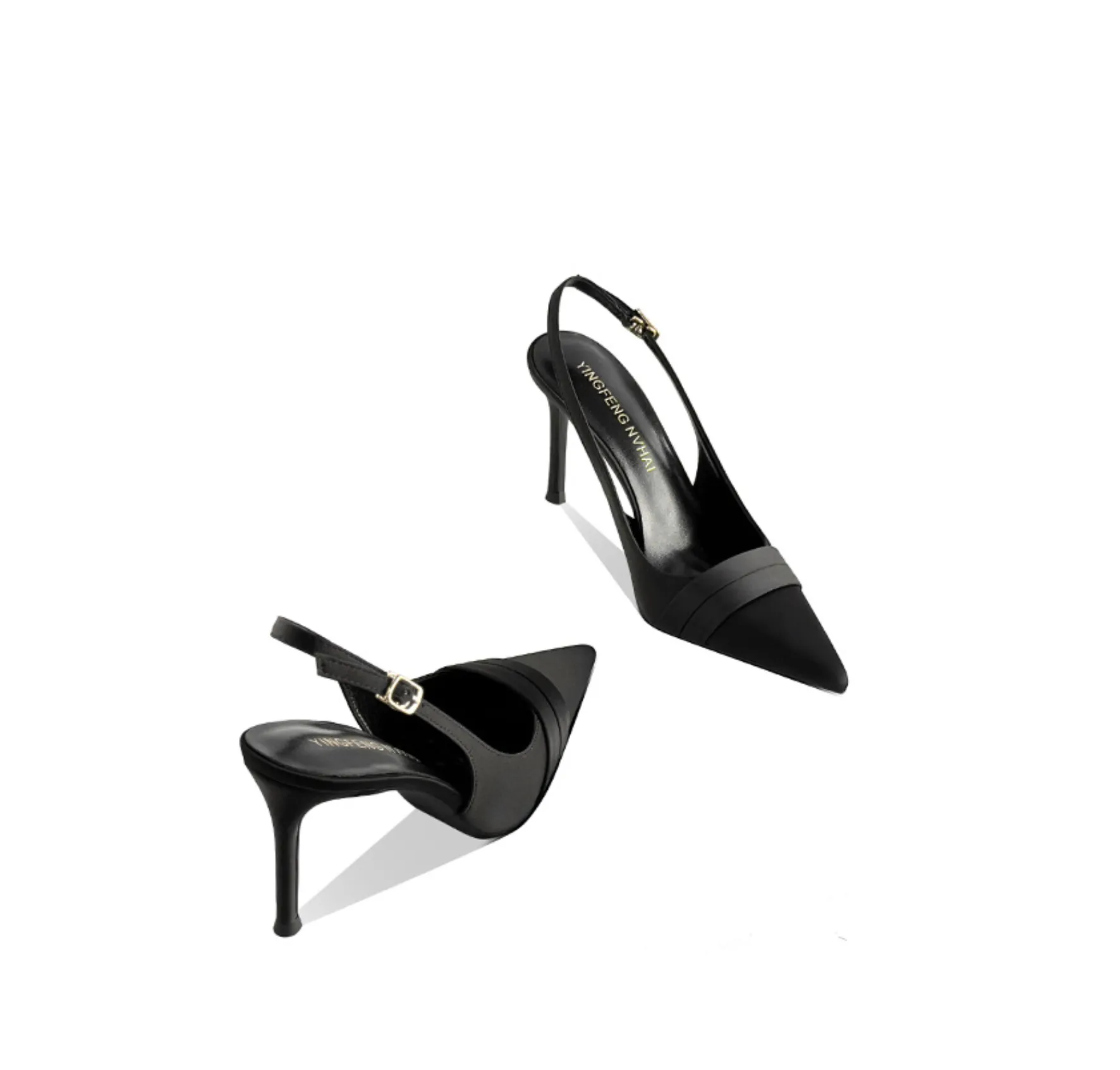 Pointed-Toe Satin Slingback Pumps – EVELYN