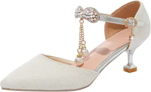 Princess Platform Shoes Big Girl Closed Toe Pointed Toe Fine Flash Hook Buckle Fine Heels Party Dress Glitter Pump Sandals