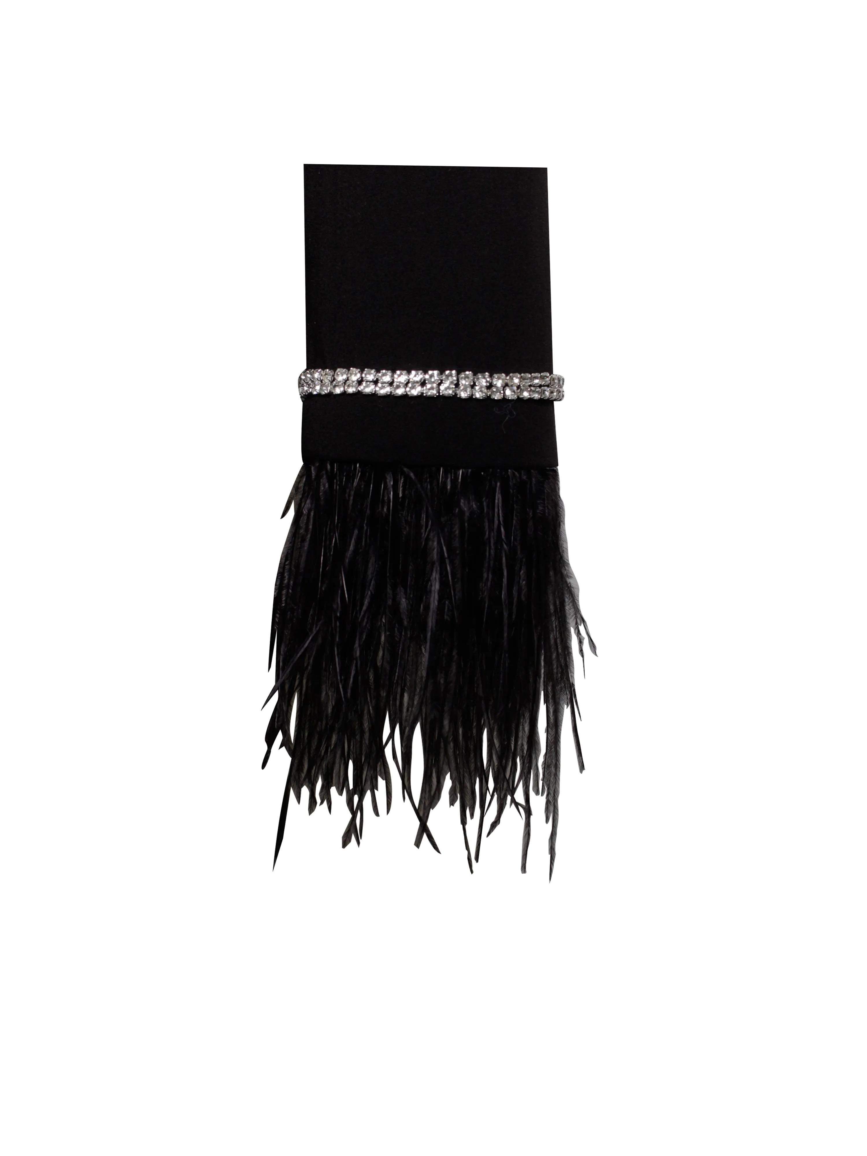Quilla Black Feather Crystal Graceful Sleeve Backless Blazer Dress