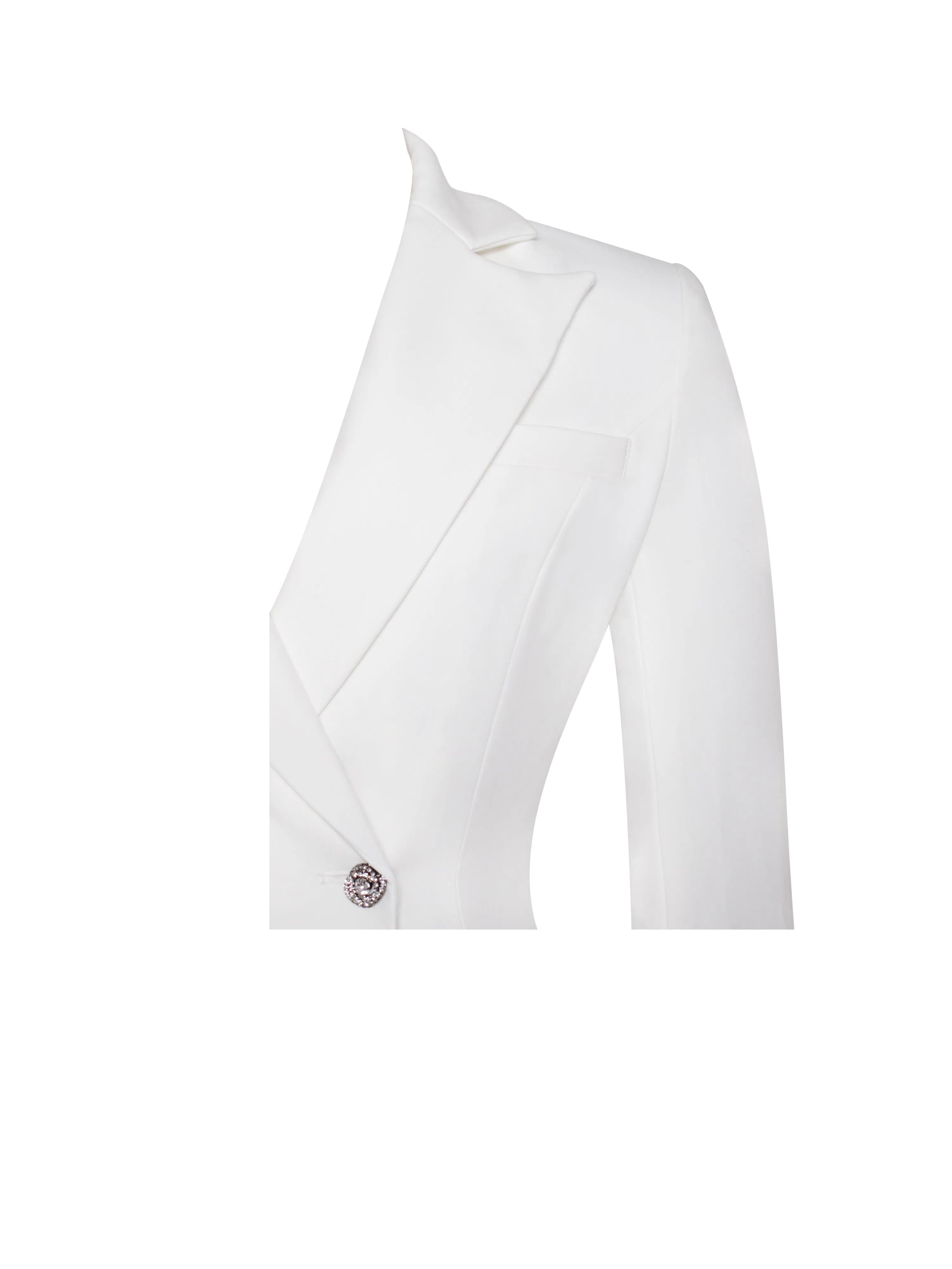 Quilla White Feather Crystal Graceful Sleeve Backless Blazer Dress
