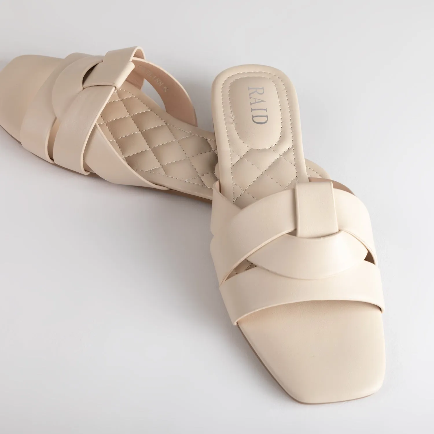 RAID Faylinn Flat Mule in Cream Pu