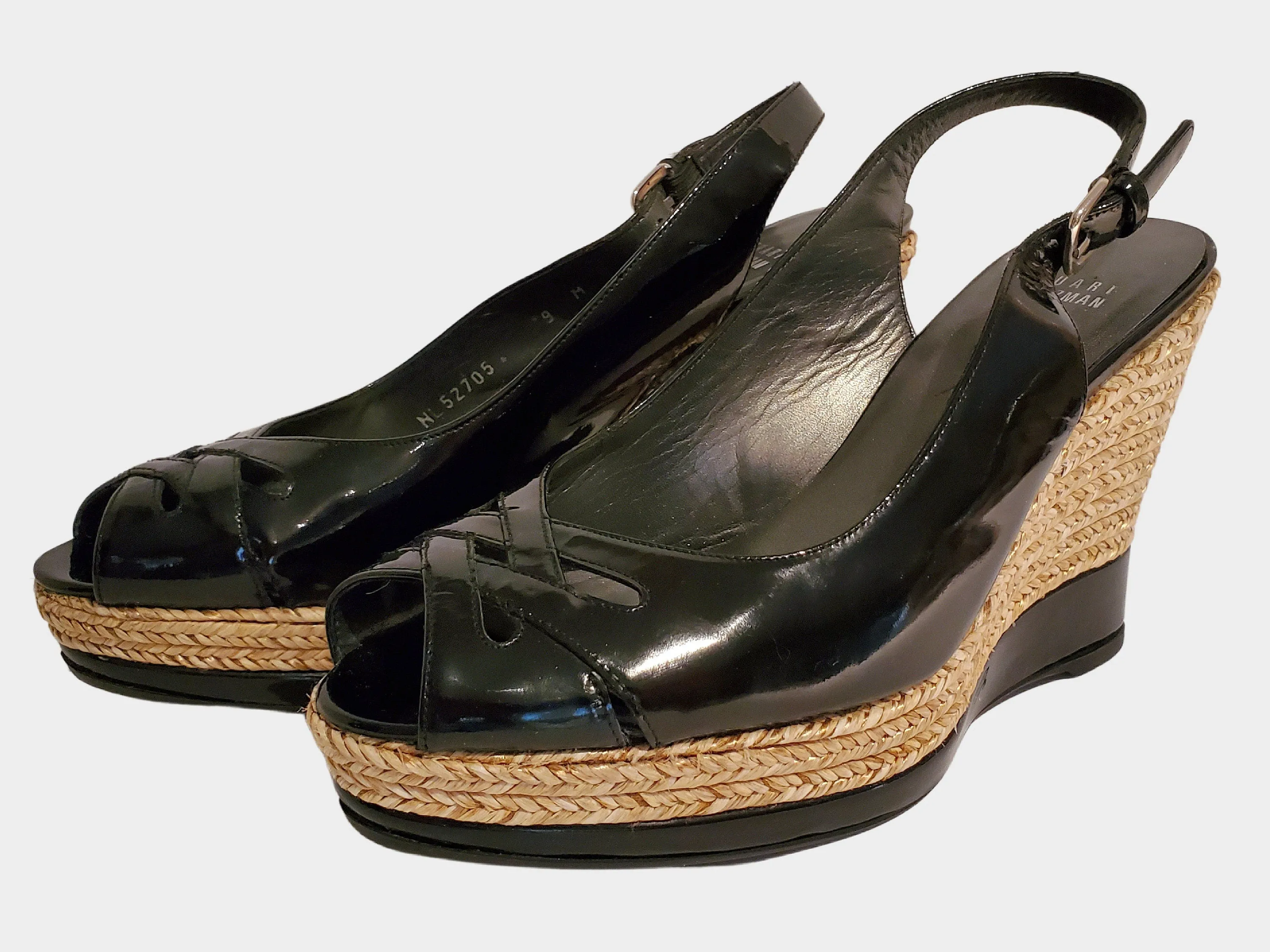 Retro Stuart Weitzman black patent leather Espadrilles | Size 9 M