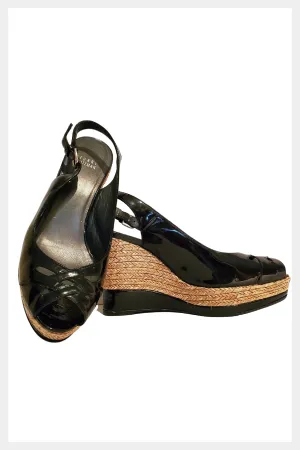 Retro Stuart Weitzman black patent leather Espadrilles | Size 9 M