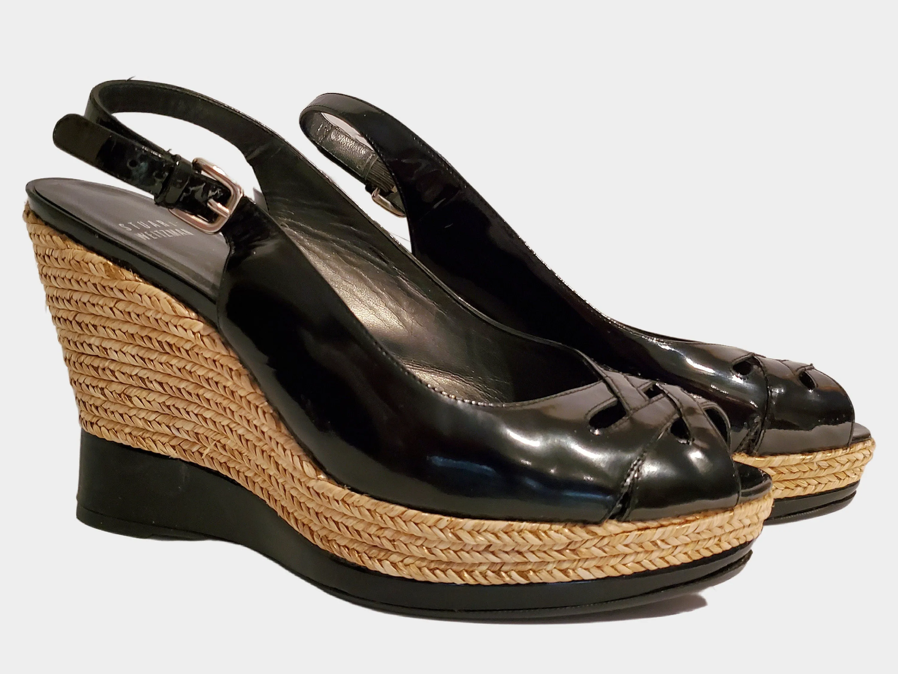 Retro Stuart Weitzman black patent leather Espadrilles | Size 9 M