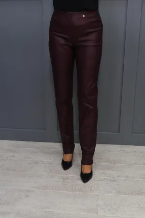 Robell Bella Plum Faux Leather Full Length Trousers - 51559 54344 58