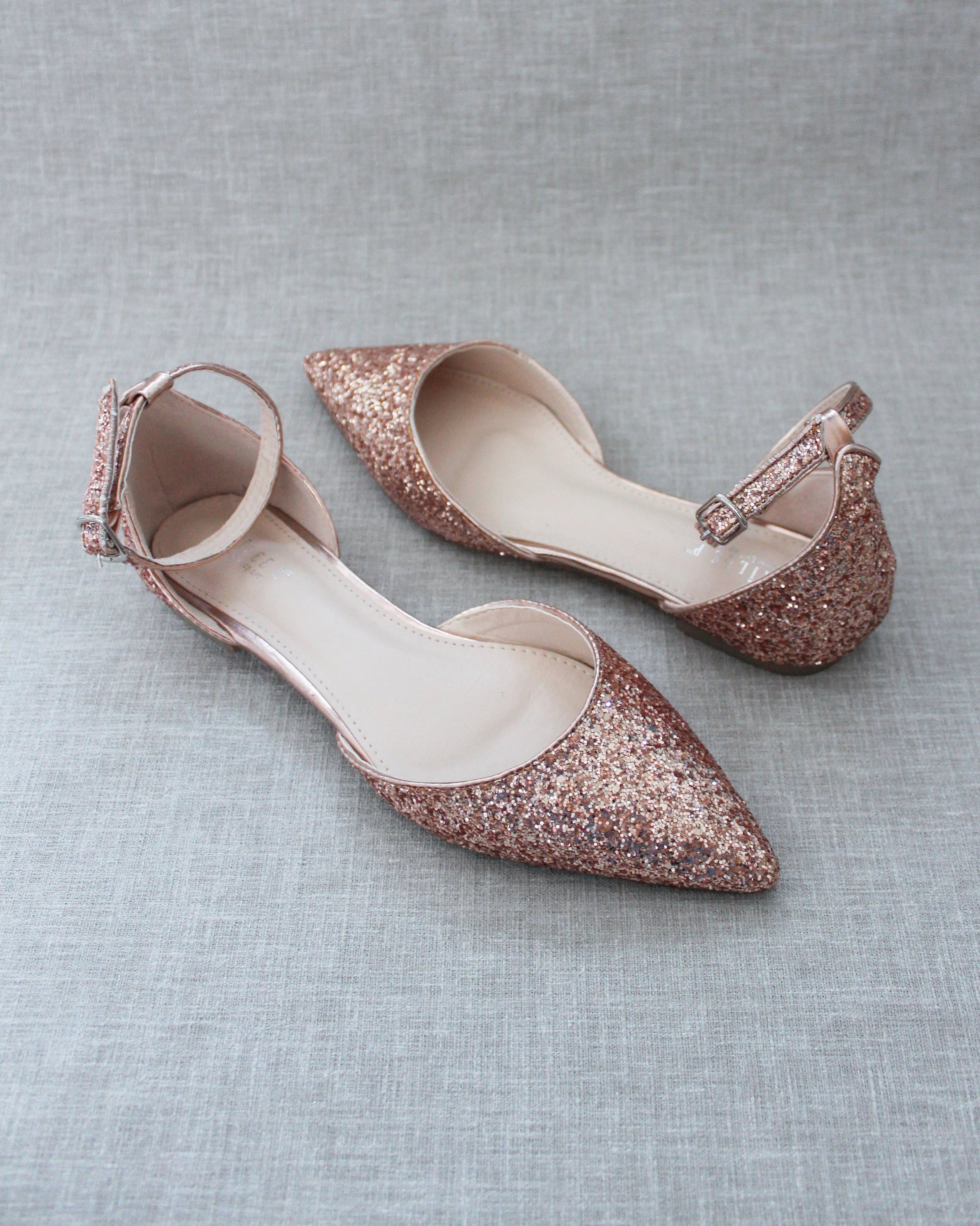 Rock Glitter Ankle Strap Flats