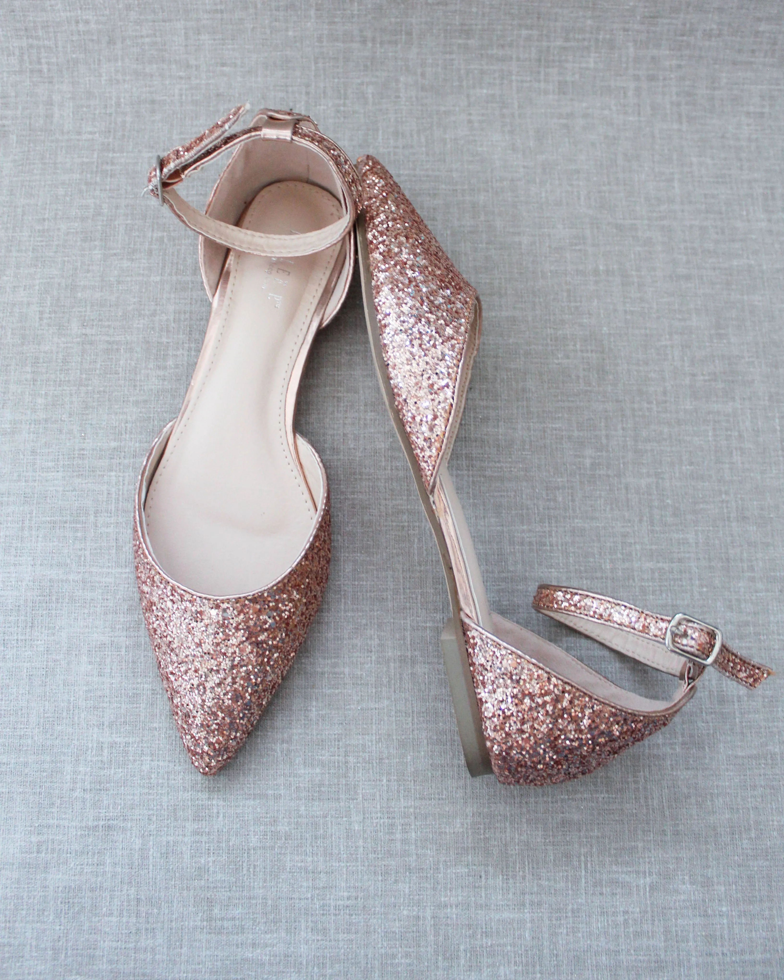 Rock Glitter Ankle Strap Flats