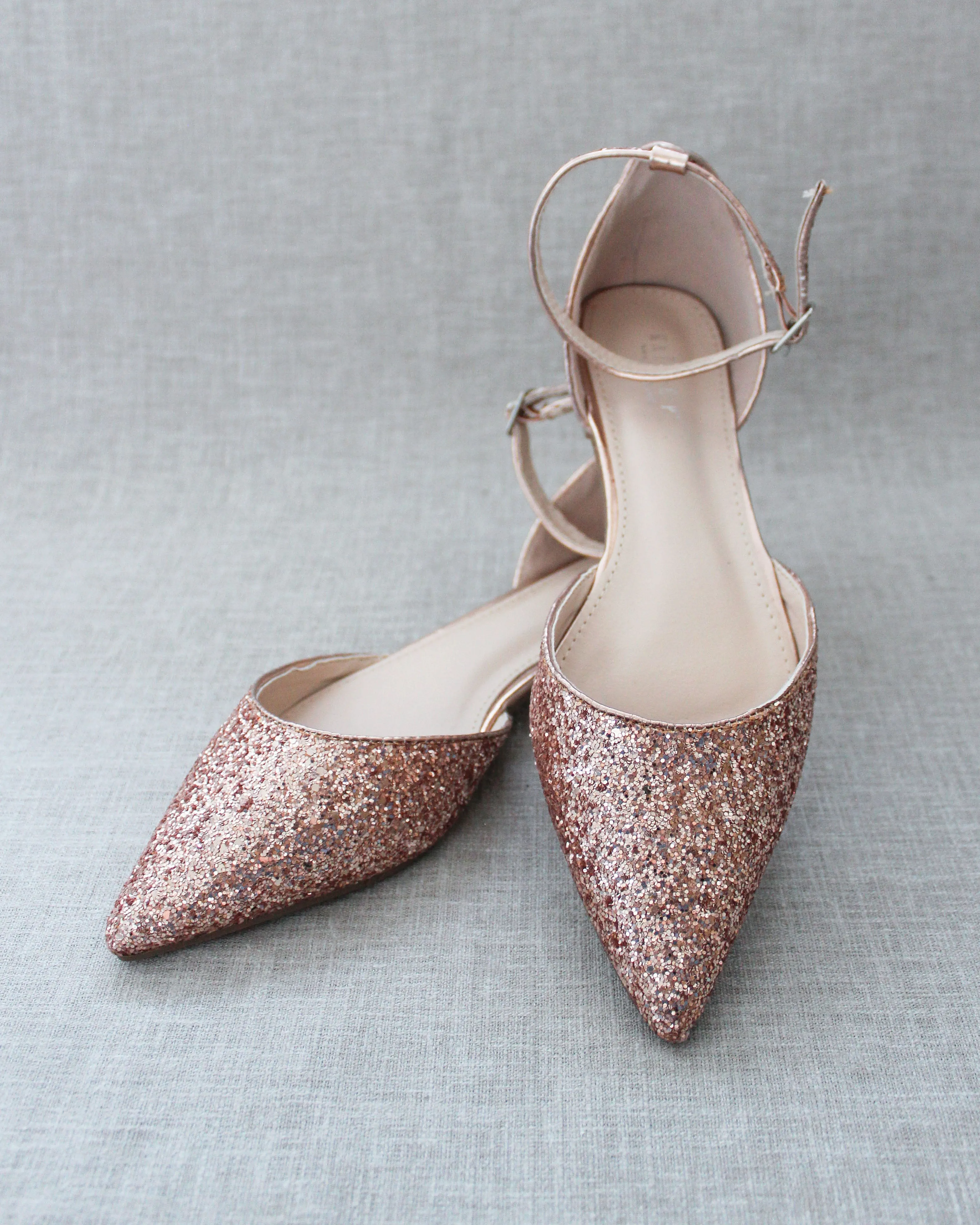 Rock Glitter Ankle Strap Flats