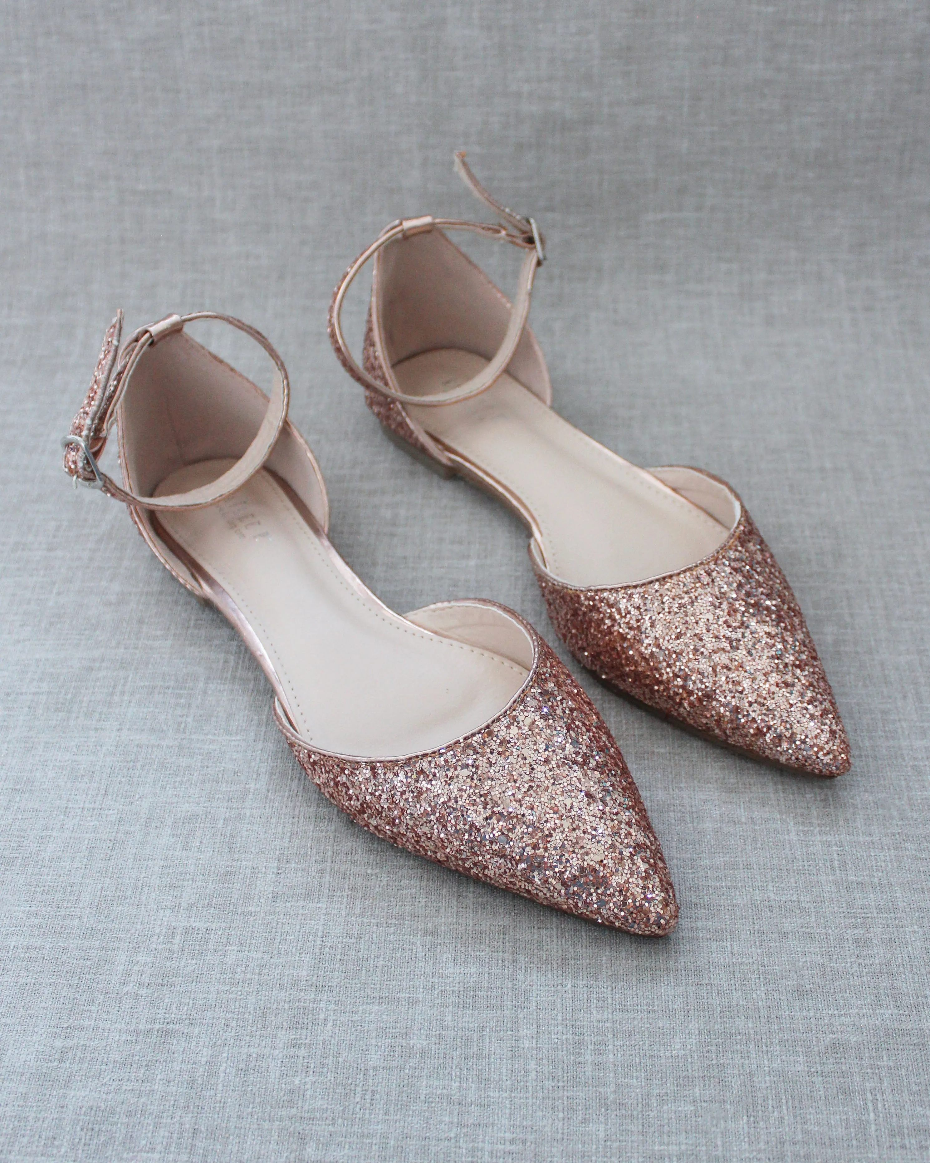 Rock Glitter Ankle Strap Flats