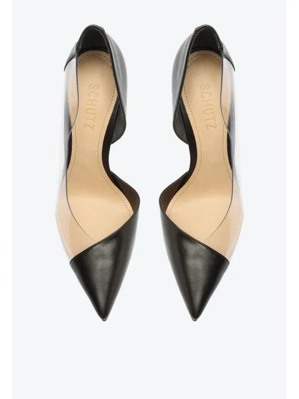 Schutz Cheslie Black Metallic Slip On Pointed Toe Stiletto High Heel Pumps