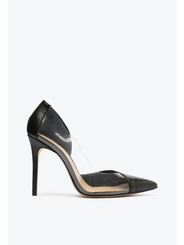 Schutz Cheslie Black Metallic Slip On Pointed Toe Stiletto High Heel Pumps