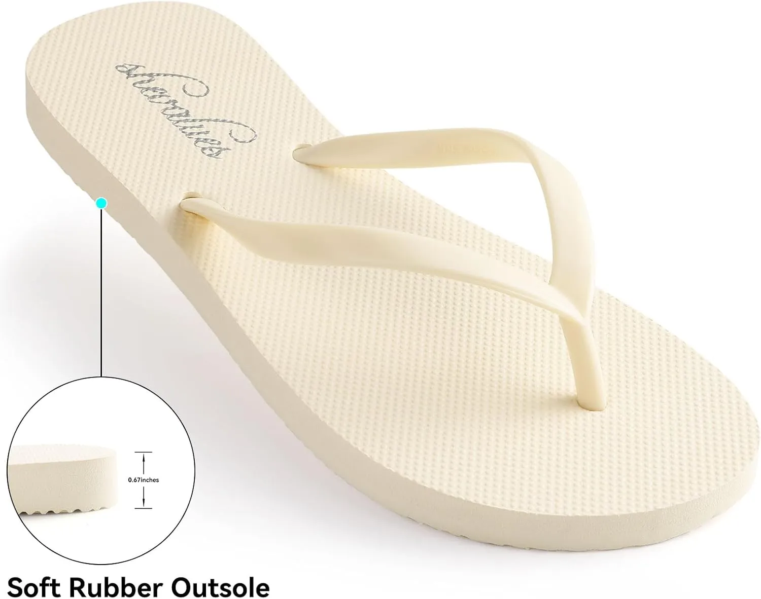 shevalues Slim Flip Flops for Women Beach Rubber Shower Shoes Basic Thong Sandals