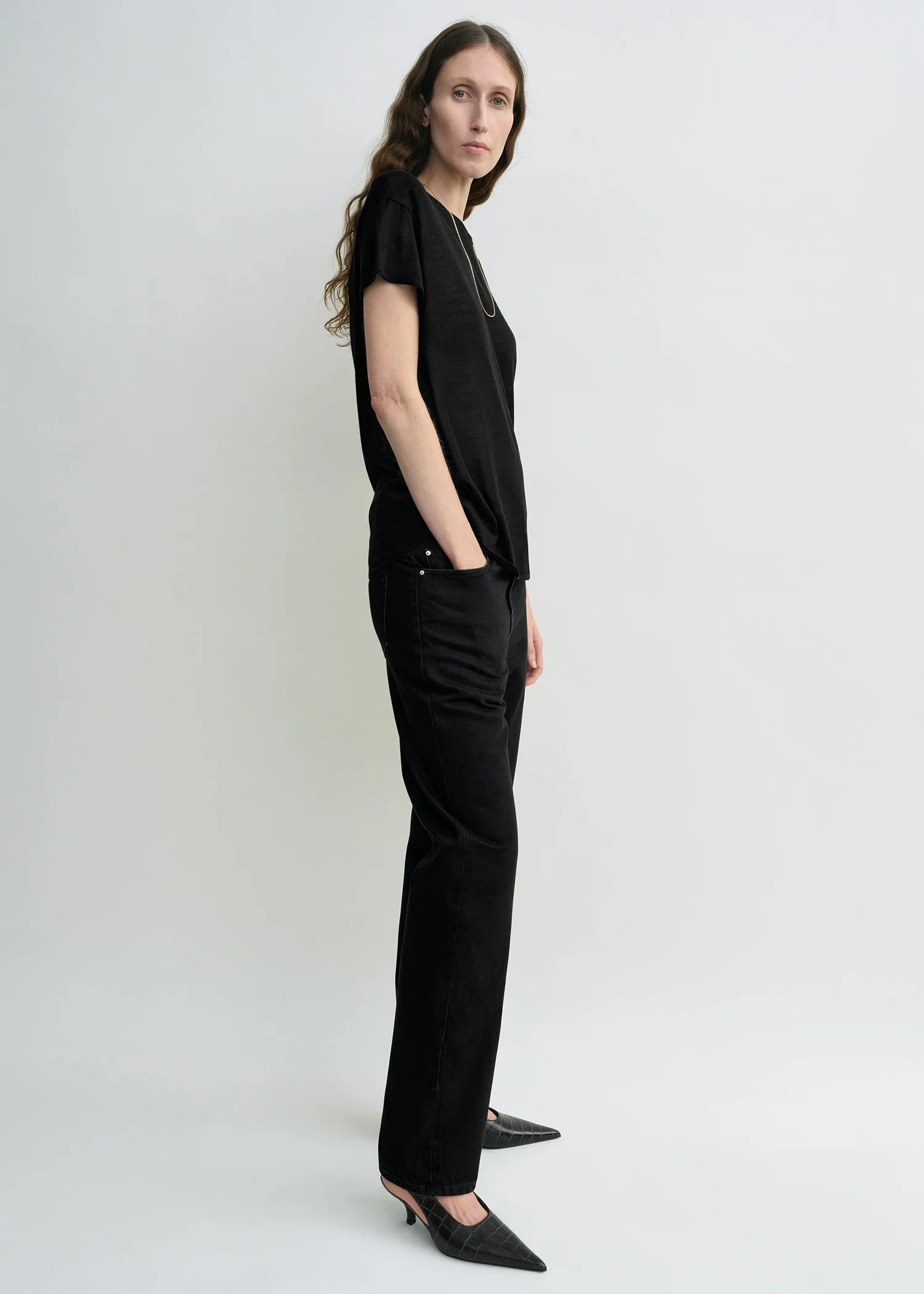 Silk tee black