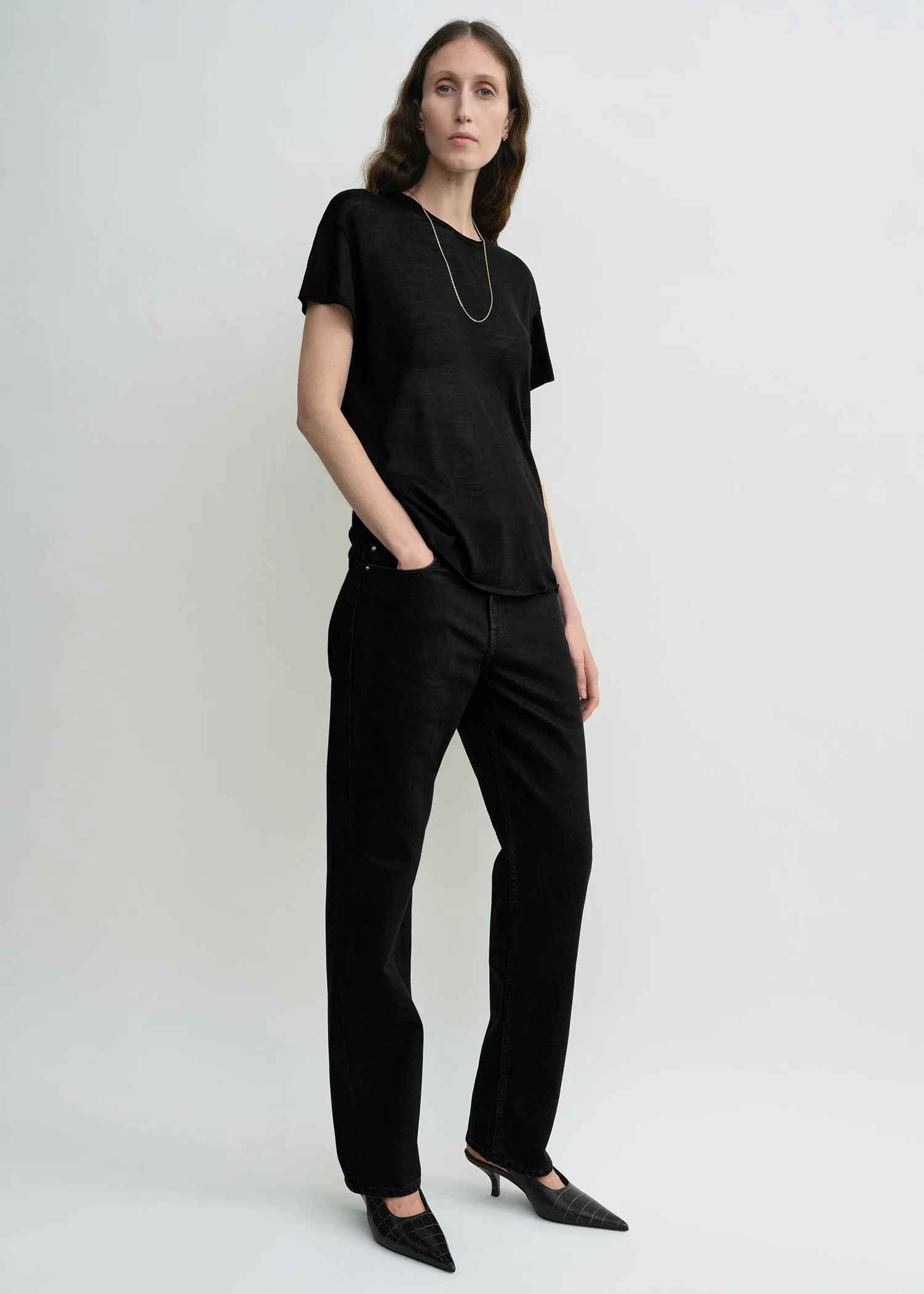 Silk tee black