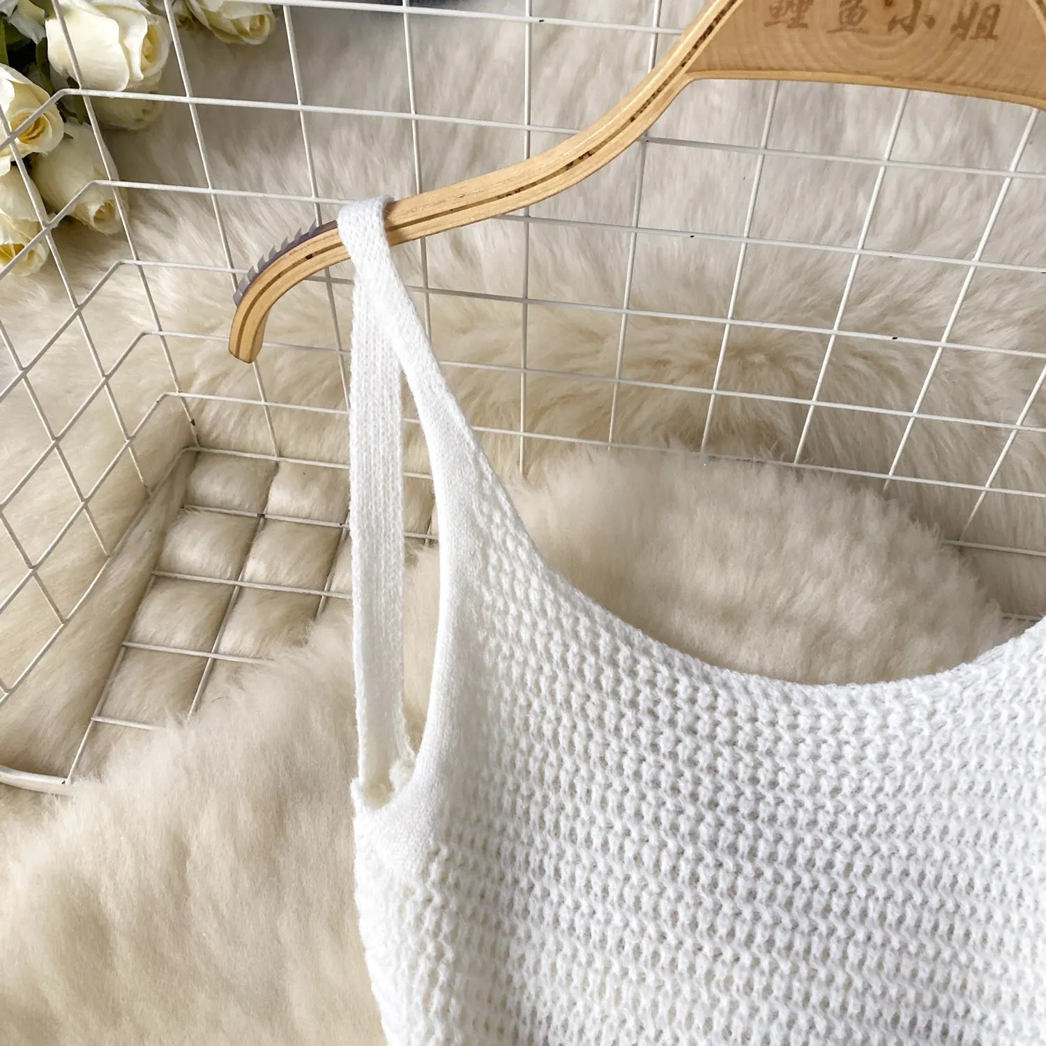 Simple Design Backless Knitted Slip Dress