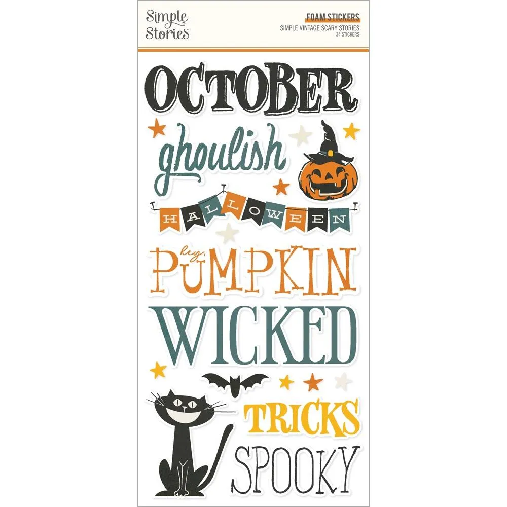 Simple Stories Simple Vintage Scary Stories Stickers Foam