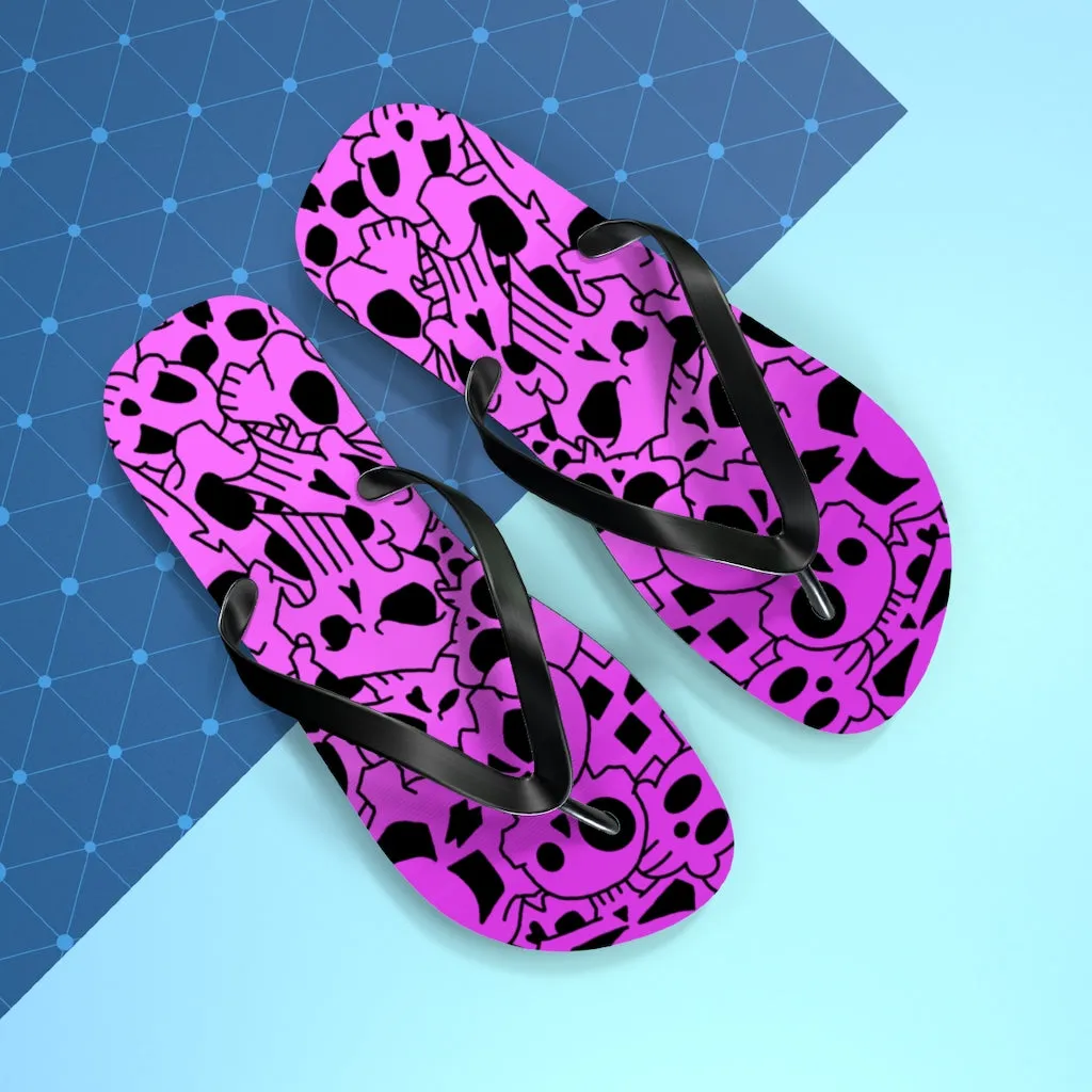 Skully Rose Flip Flops