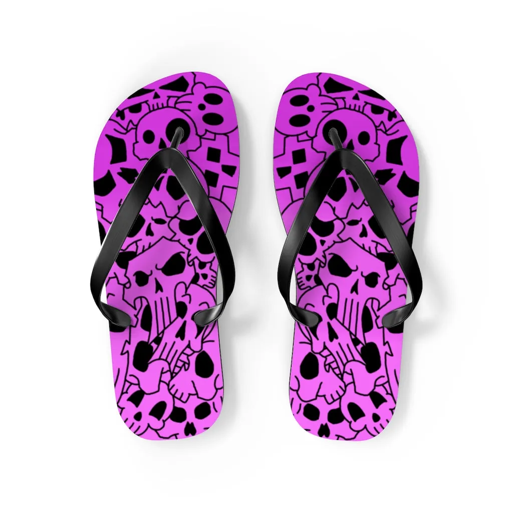 Skully Rose Flip Flops