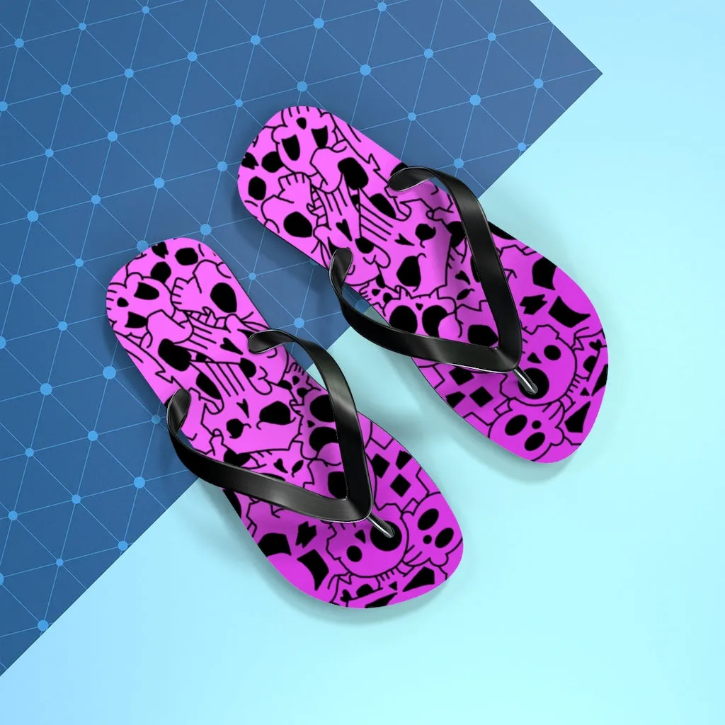 Skully Rose Flip Flops