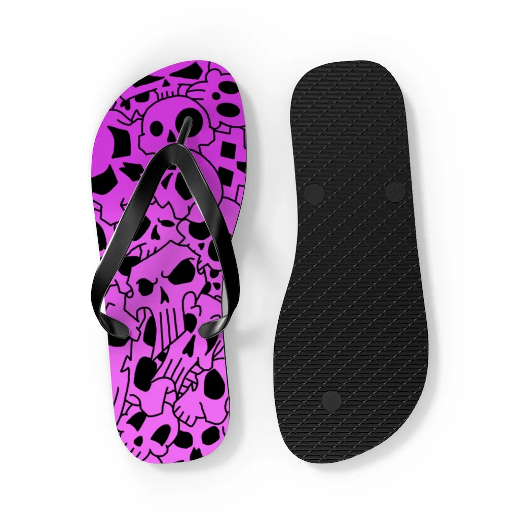 Skully Rose Flip Flops