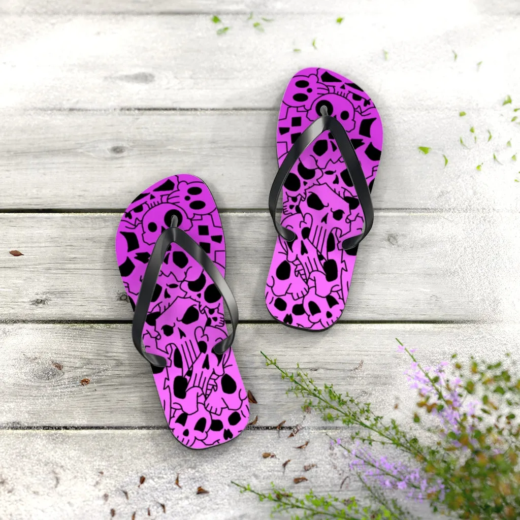 Skully Rose Flip Flops