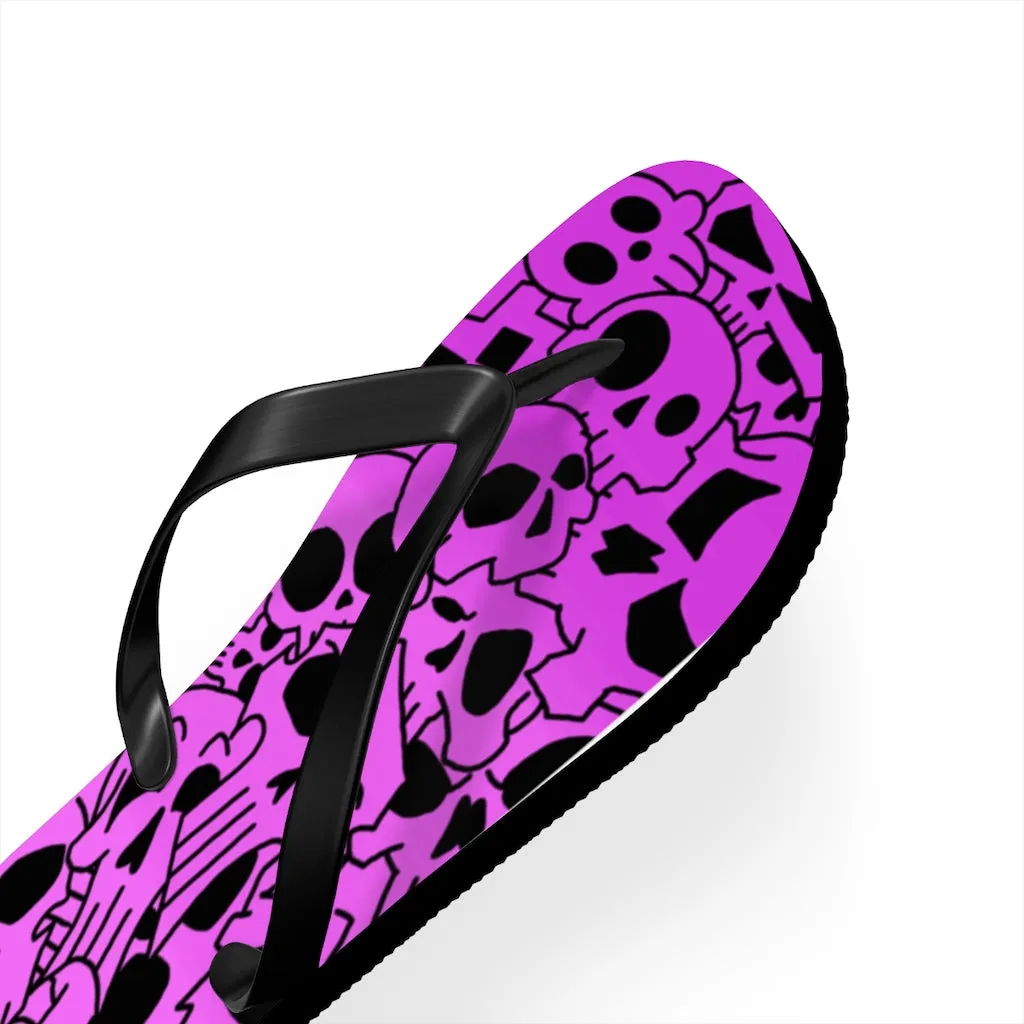Skully Rose Flip Flops