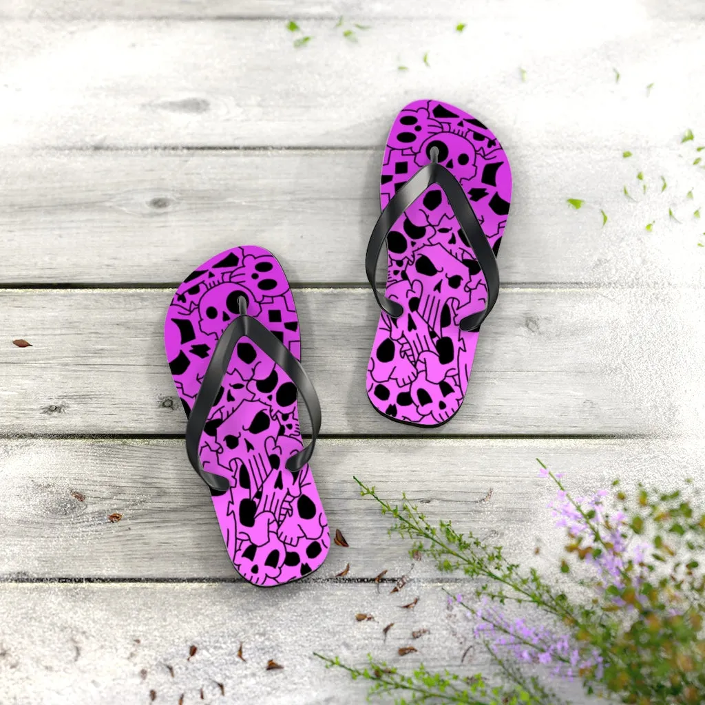 Skully Rose Flip Flops