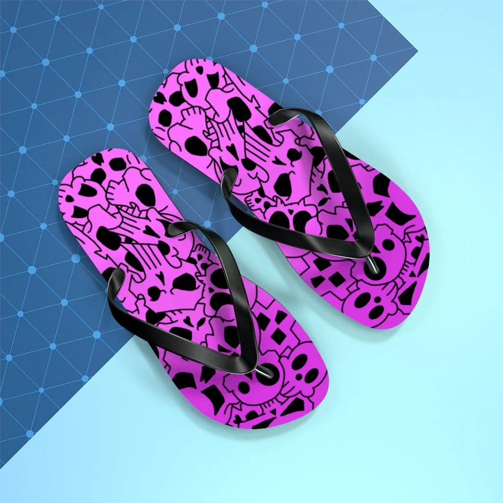 Skully Rose Flip Flops