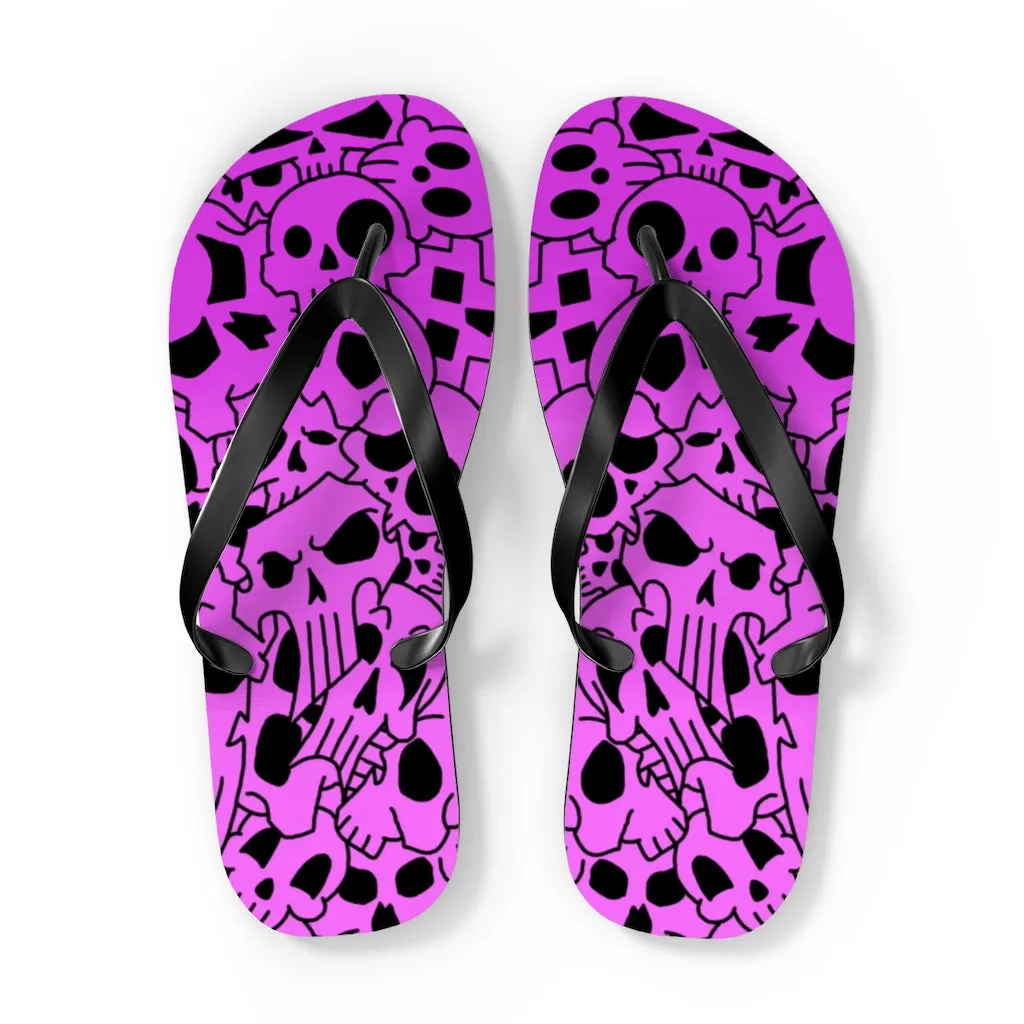 Skully Rose Flip Flops