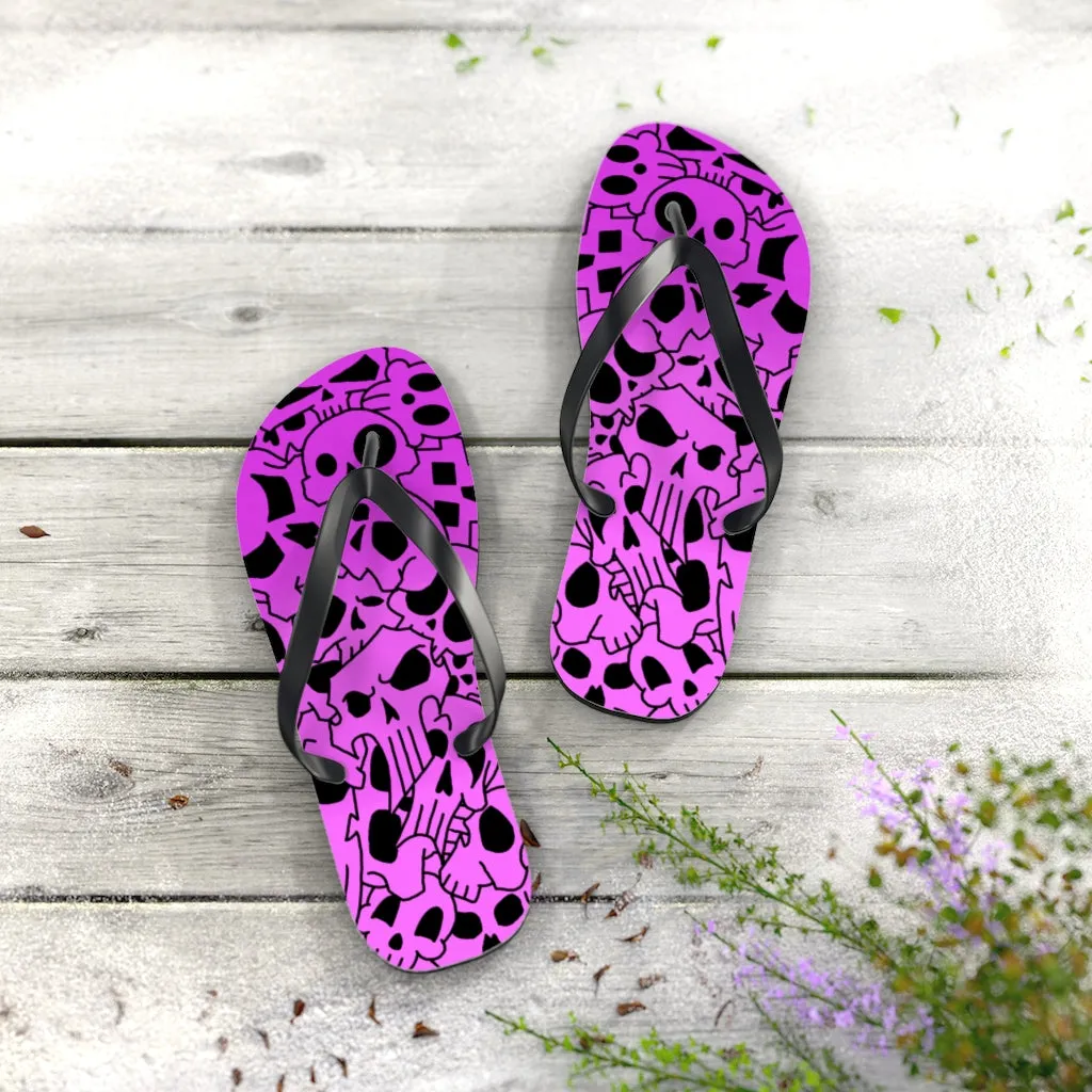 Skully Rose Flip Flops