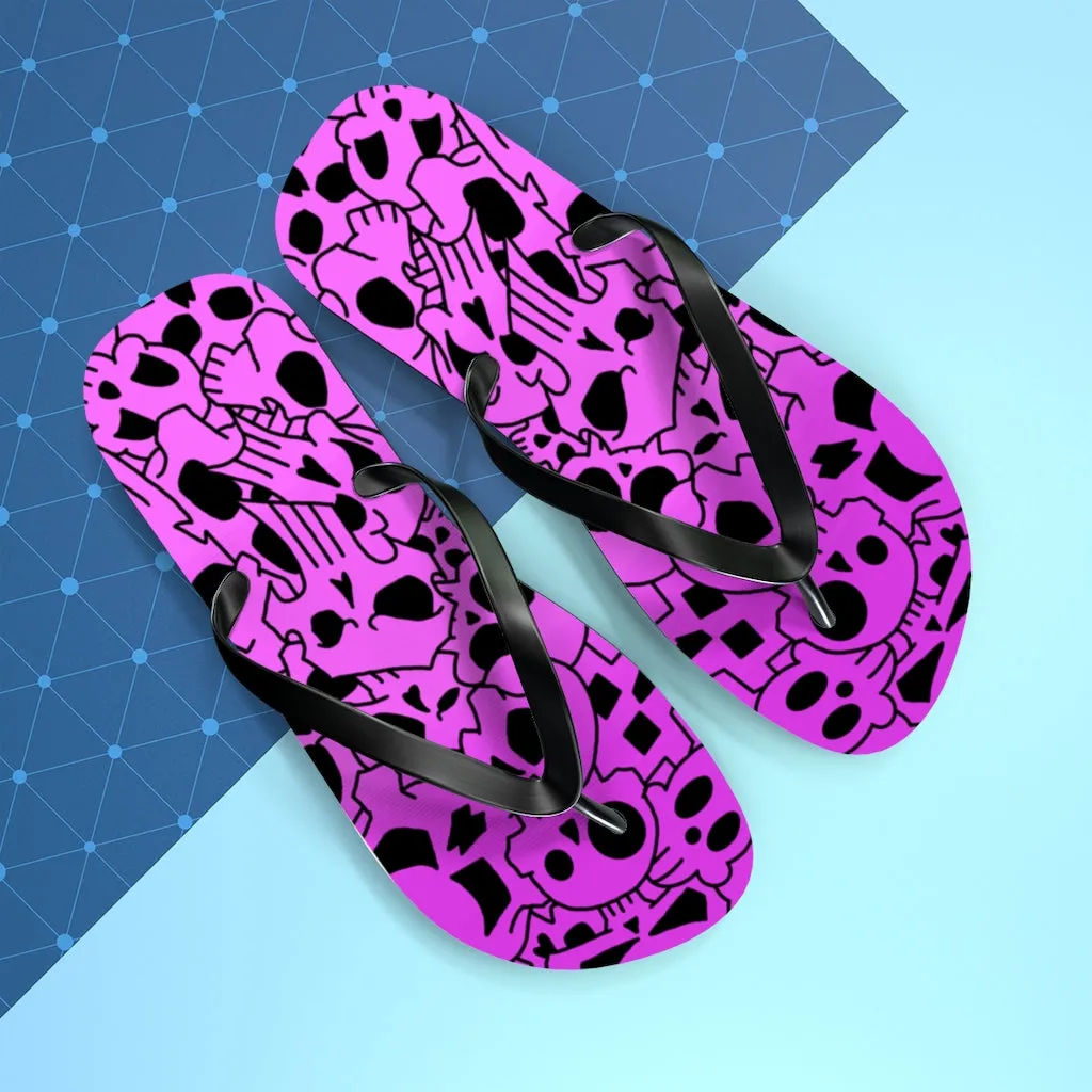 Skully Rose Flip Flops