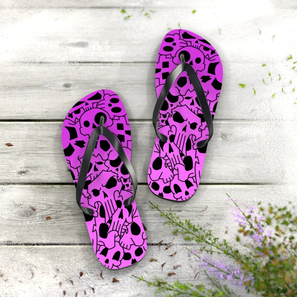 Skully Rose Flip Flops