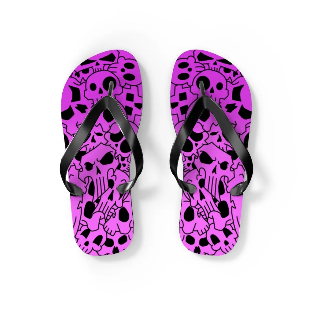 Skully Rose Flip Flops