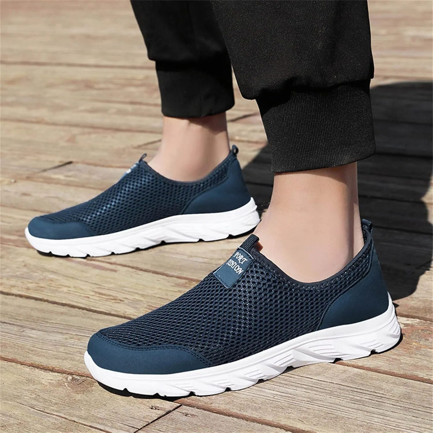 Slip On Breathable Sneakers for Men Lightweight Hollow Mesh Casual Shoes Summer Low Top Non Slip Beach Shoes