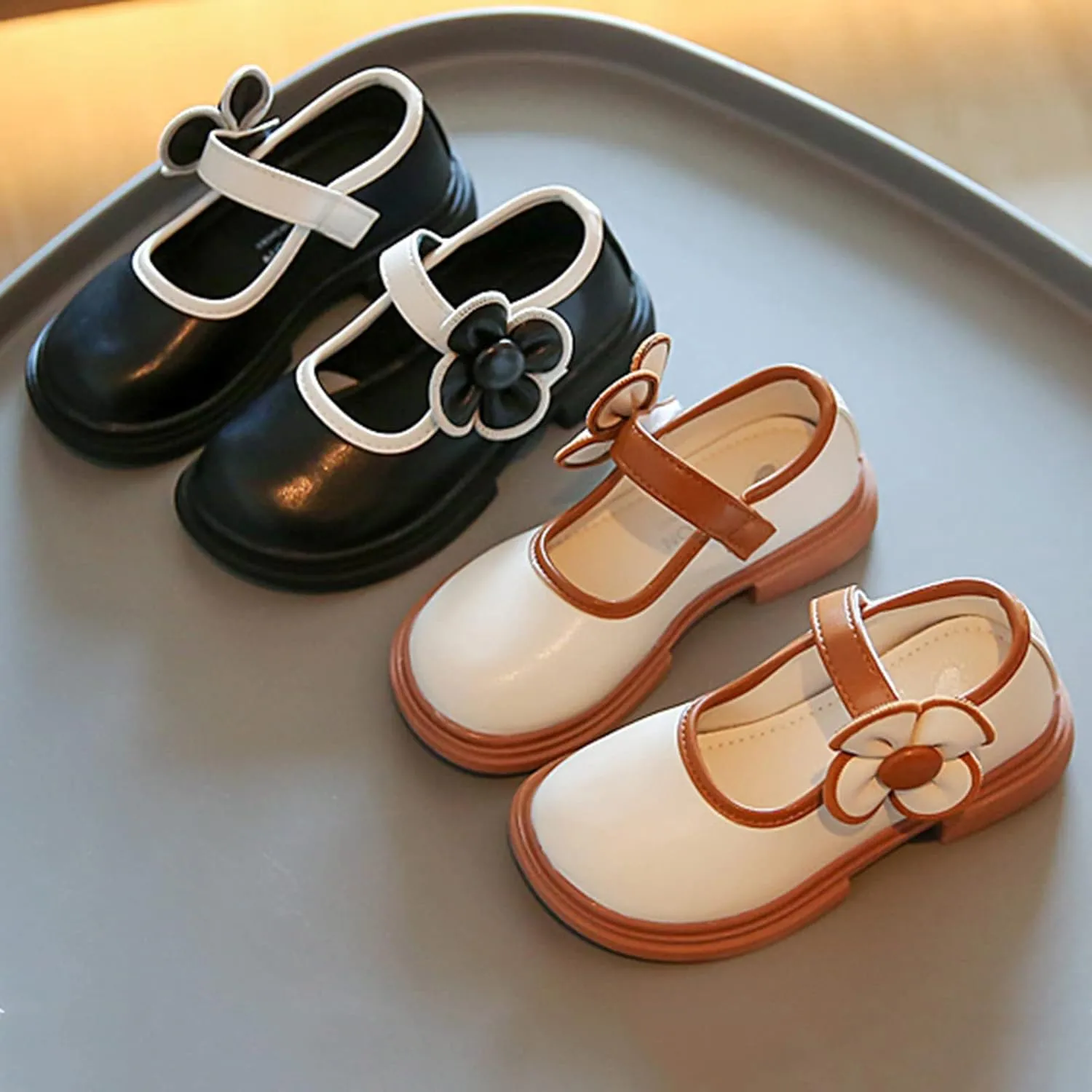 Spring and Summer Girls Casual Kids Casual Leather Princess Shoes Buckle Dress Shoes Shoe for Toddlers Girls