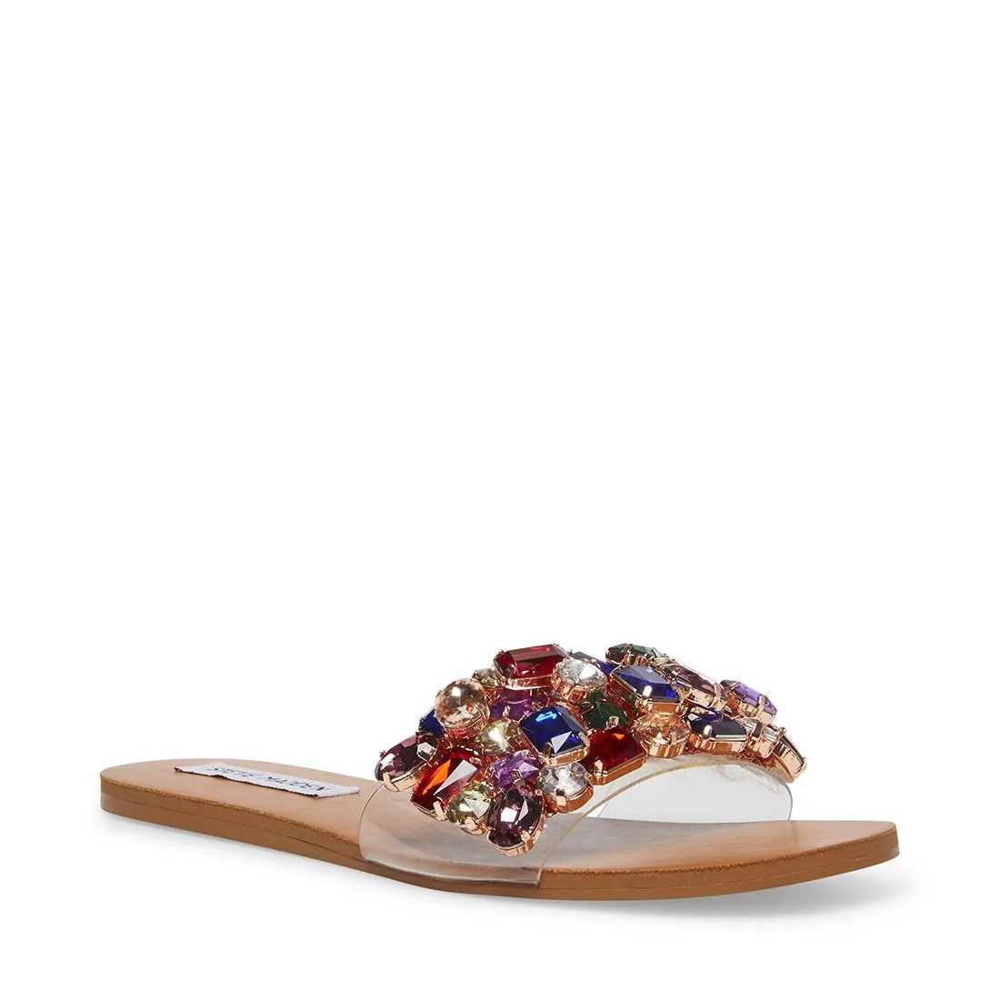 Steve Madden BRIONNA Jeweled Embellished Sandals Multi Rhinestone Flats