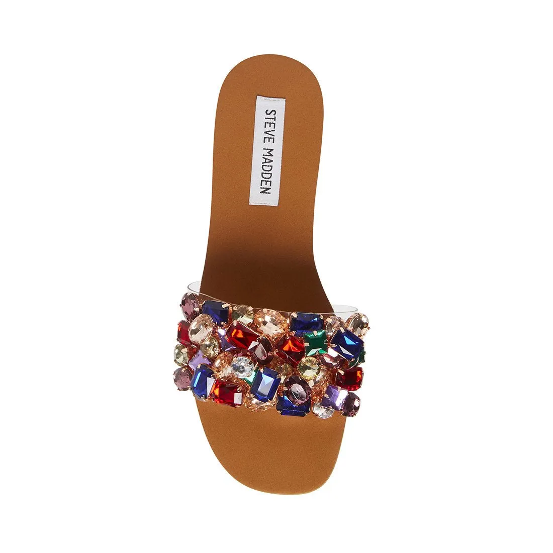 Steve Madden BRIONNA Jeweled Embellished Sandals Multi Rhinestone Flats