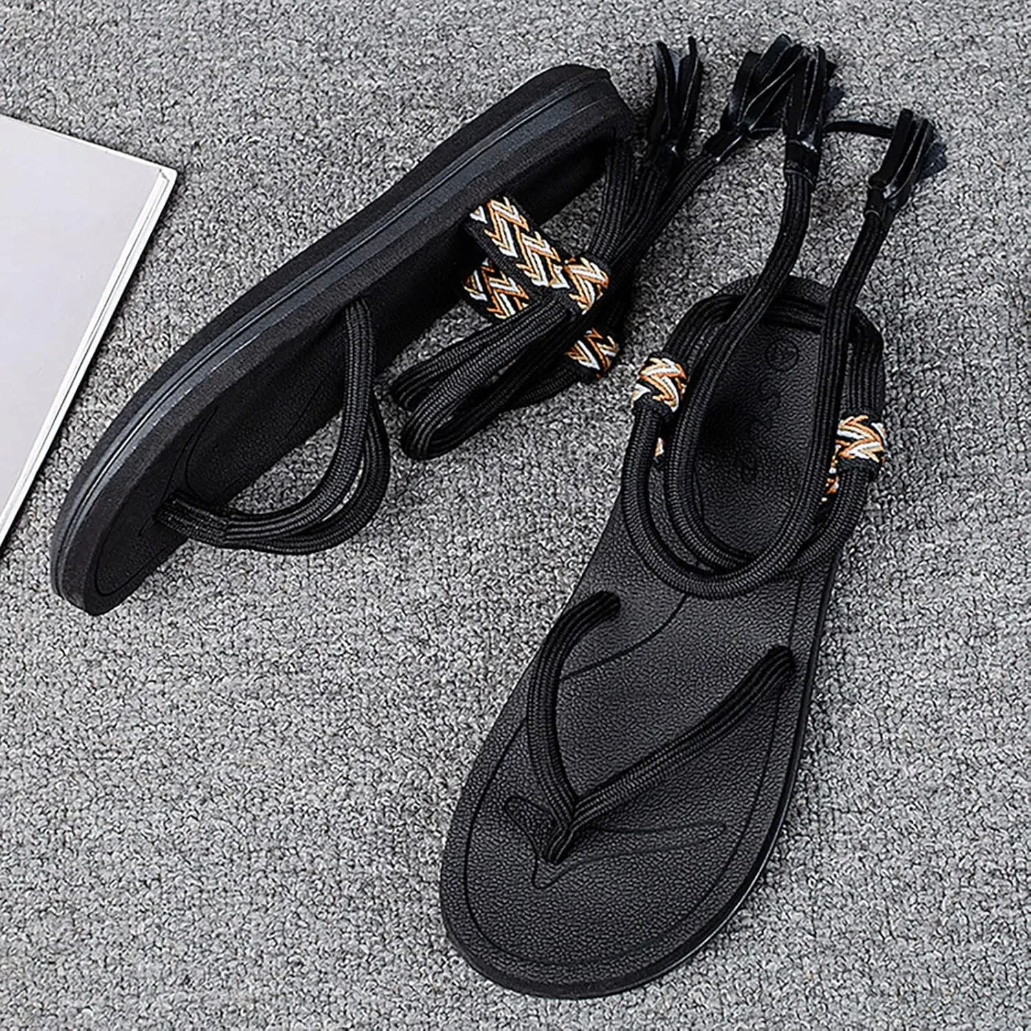 Summer Couple Men's Fashion Outerwear Rope Printed Herringbone Strap Sandal Mens Sandals Size 8 Closed Toe Men's Sport Boots