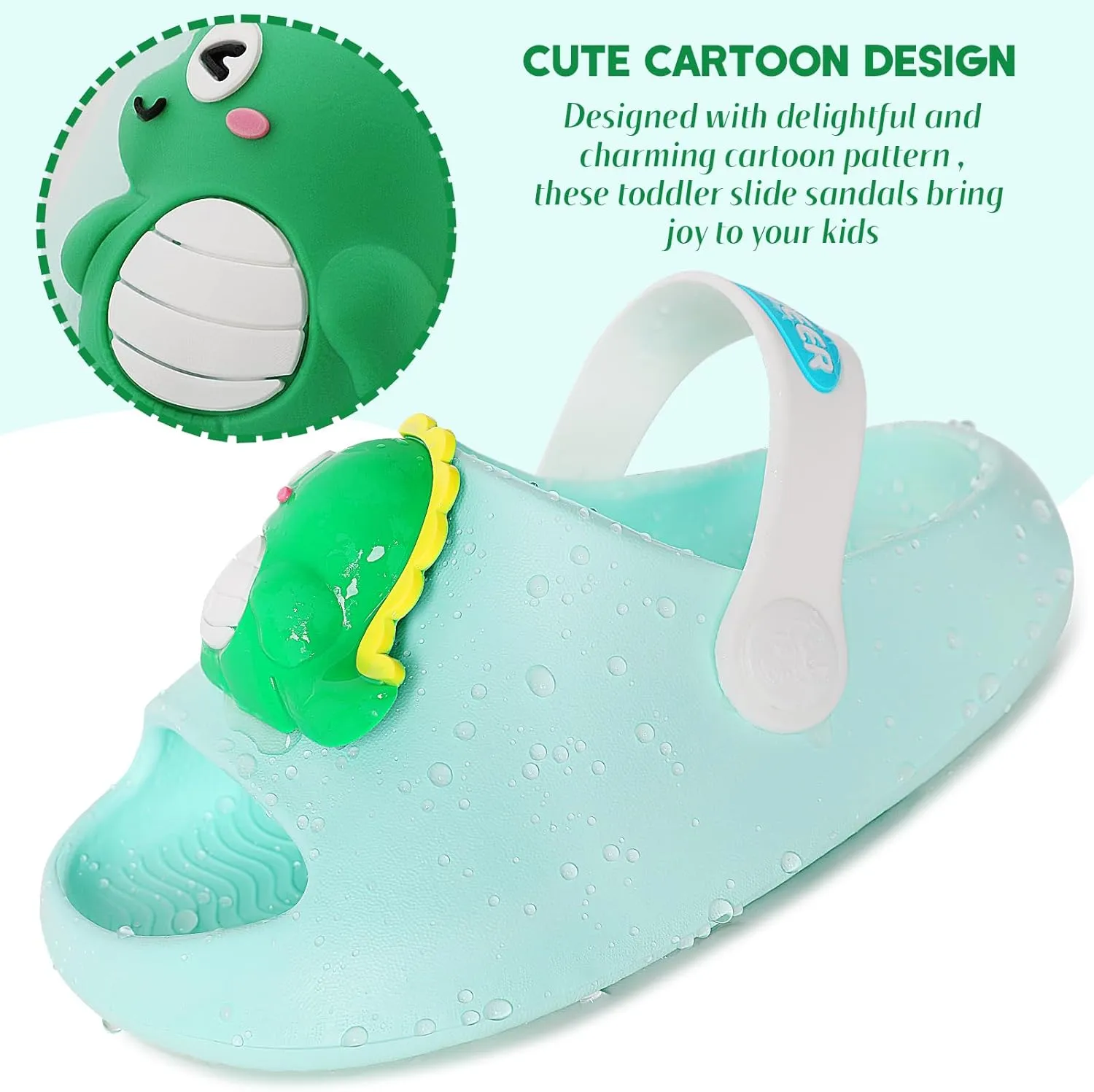 techcity Toddler Little Kids Slide Sandals Cute Summer Shower Beach Pool Slippers Thick Sole Slip On Sandals Water Shoes with Backstrap Boys Girls Clogs