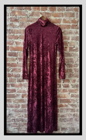 The Velvet Burnout Mock-Neck Midi Dress