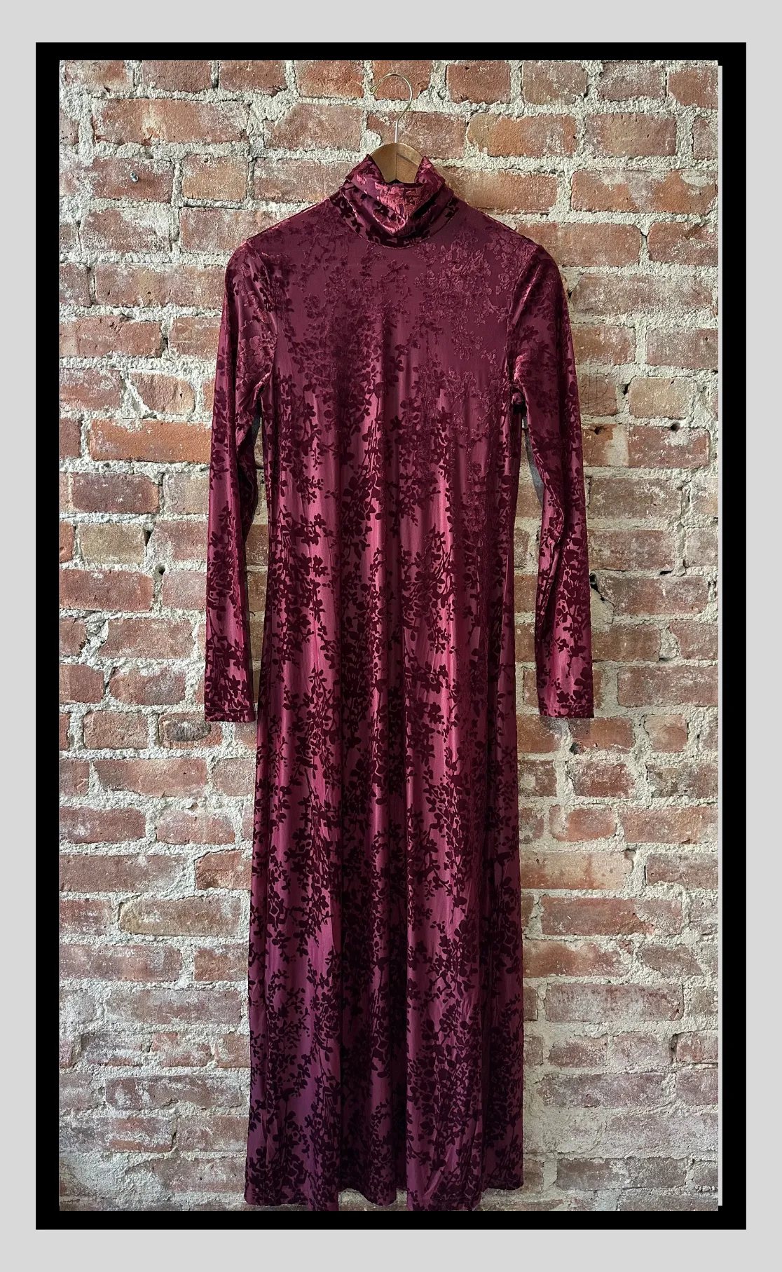 The Velvet Burnout Mock-Neck Midi Dress