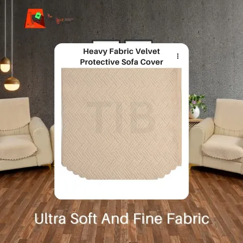 TIB Velvet Quilted Sofa Cover Set 5 Seater | Sofa Cover 3 Seater and 2 Seater | Cream, 5 Seater with 2 Long Back Cover and 4 seat Cover