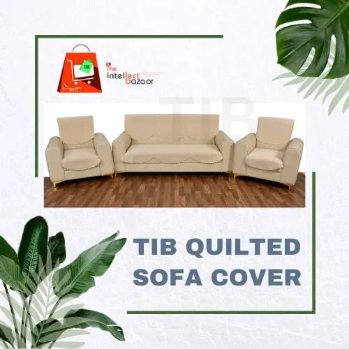 TIB Velvet Quilted Sofa Cover Set 5 Seater | Sofa Cover 3 Seater and 2 Seater | Cream, 5 Seater with 2 Long Back Cover and 4 seat Cover