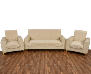 TIB Velvet Quilted Sofa Cover Set 5 Seater | Sofa Cover 3 Seater and 2 Seater | Cream, 5 Seater with 2 Long Back Cover and 4 seat Cover
