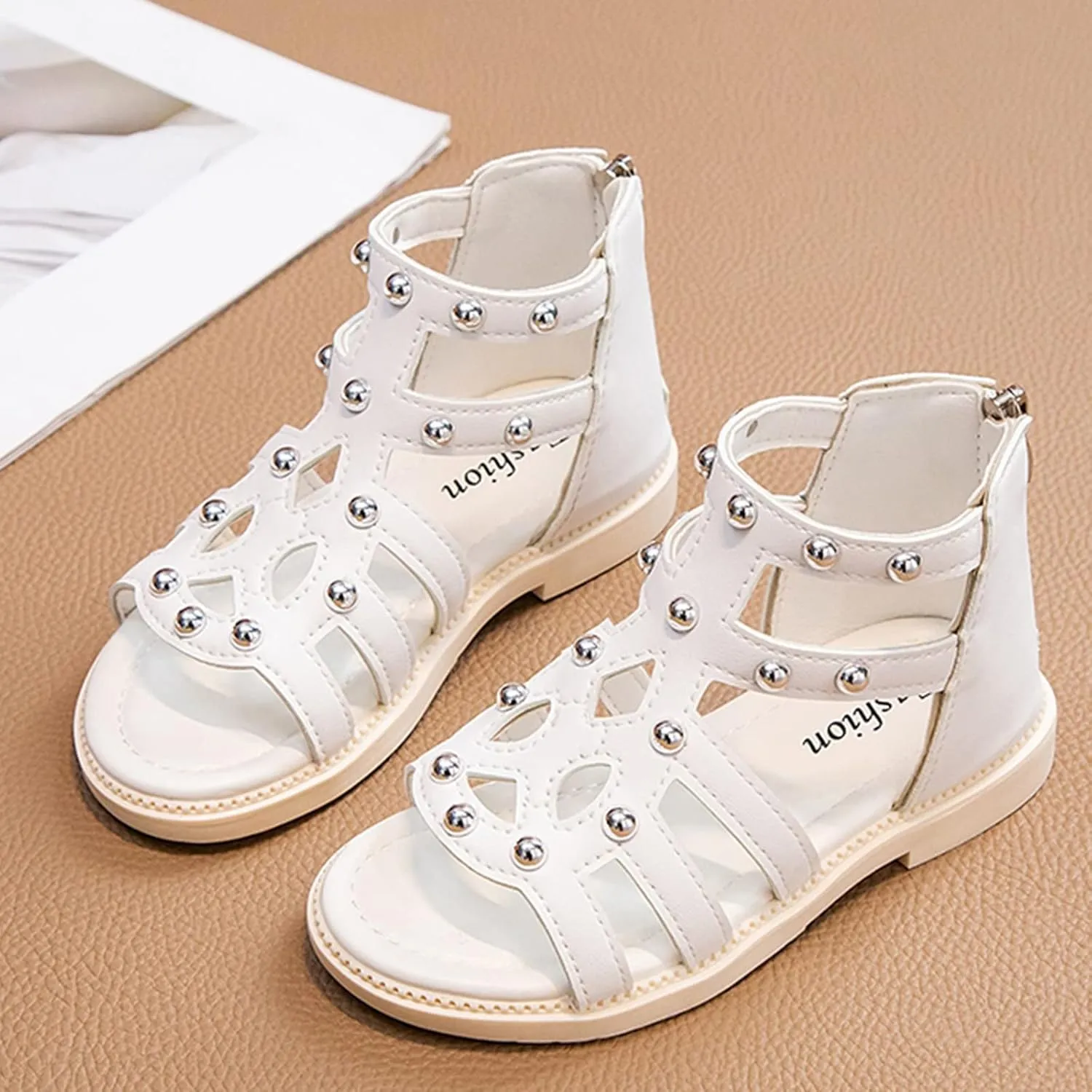 Toddler Girls Flat High Top Sandals Open Toe Rubber Soft Sole Non Slip Outdoor Casual Roman Shoes Sandals Girls