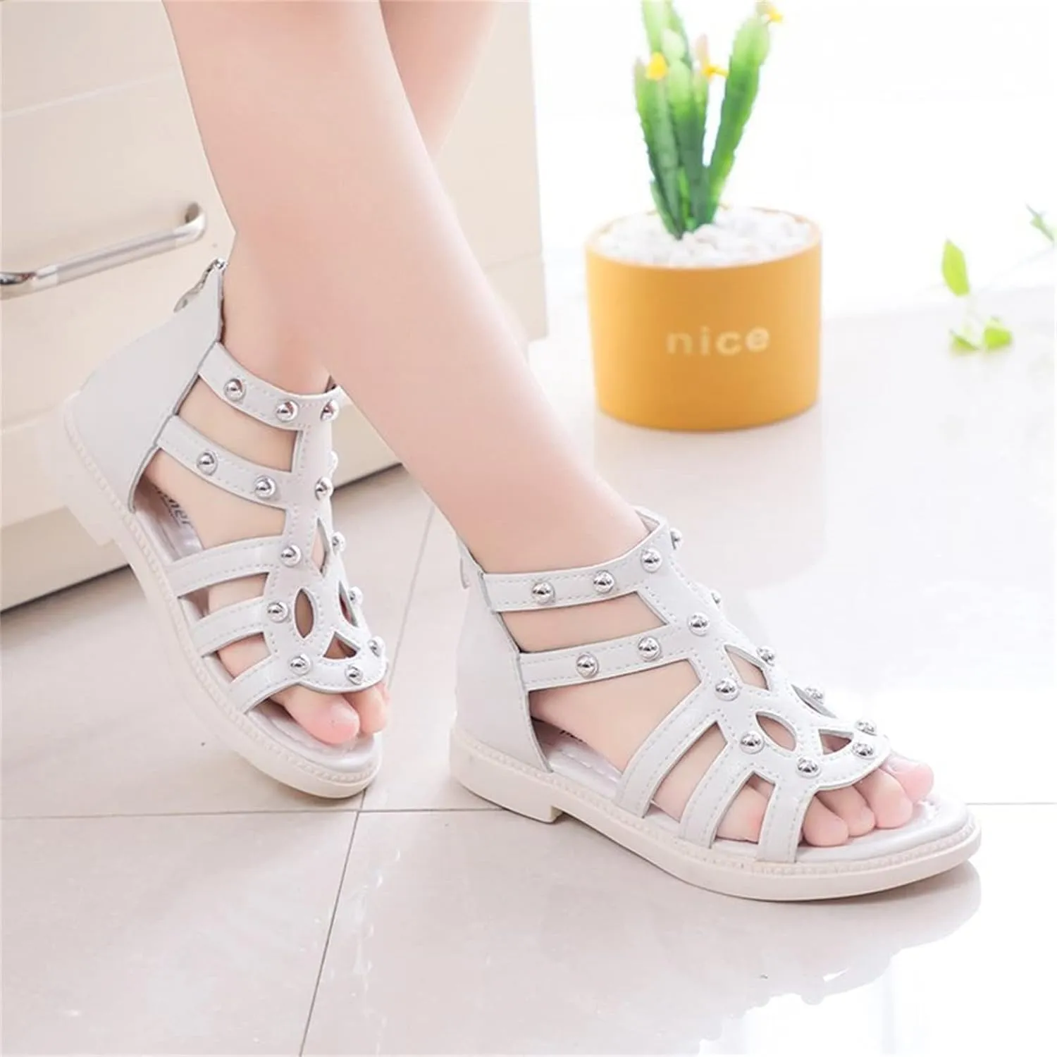 Toddler Girls Flat High Top Sandals Open Toe Rubber Soft Sole Non Slip Outdoor Casual Roman Shoes Sandals Girls