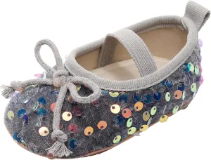 Toddler Girls Sequins Mary Jane Cloth Shoes Prewalker Newborn Lightweight Soft Sneaker Infant Baby Flat Dress Shoes