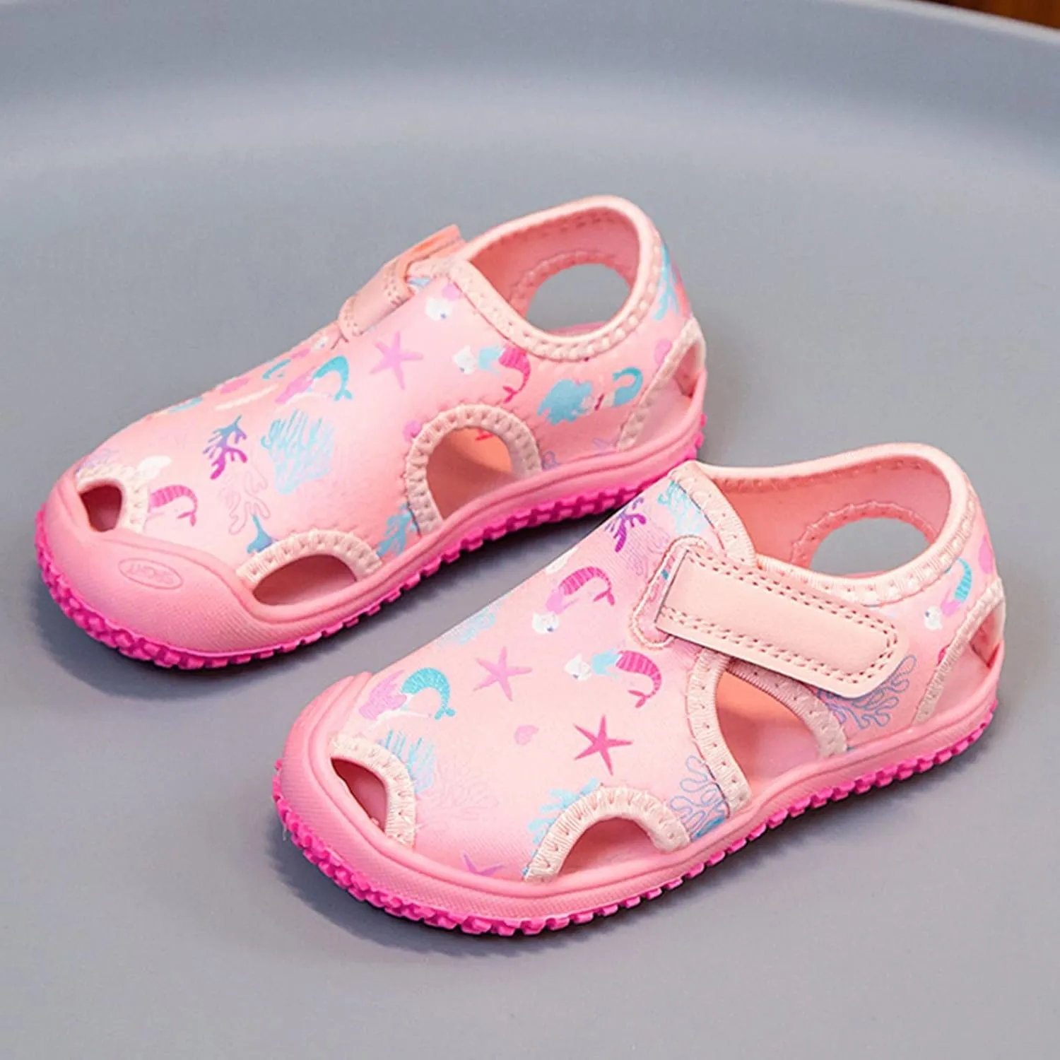 Toddler Water Shoes Quick-Dry Cute Beach Swim Pool Shoes Boys Girls Slip On Lightweight Breathable Flat Sandals