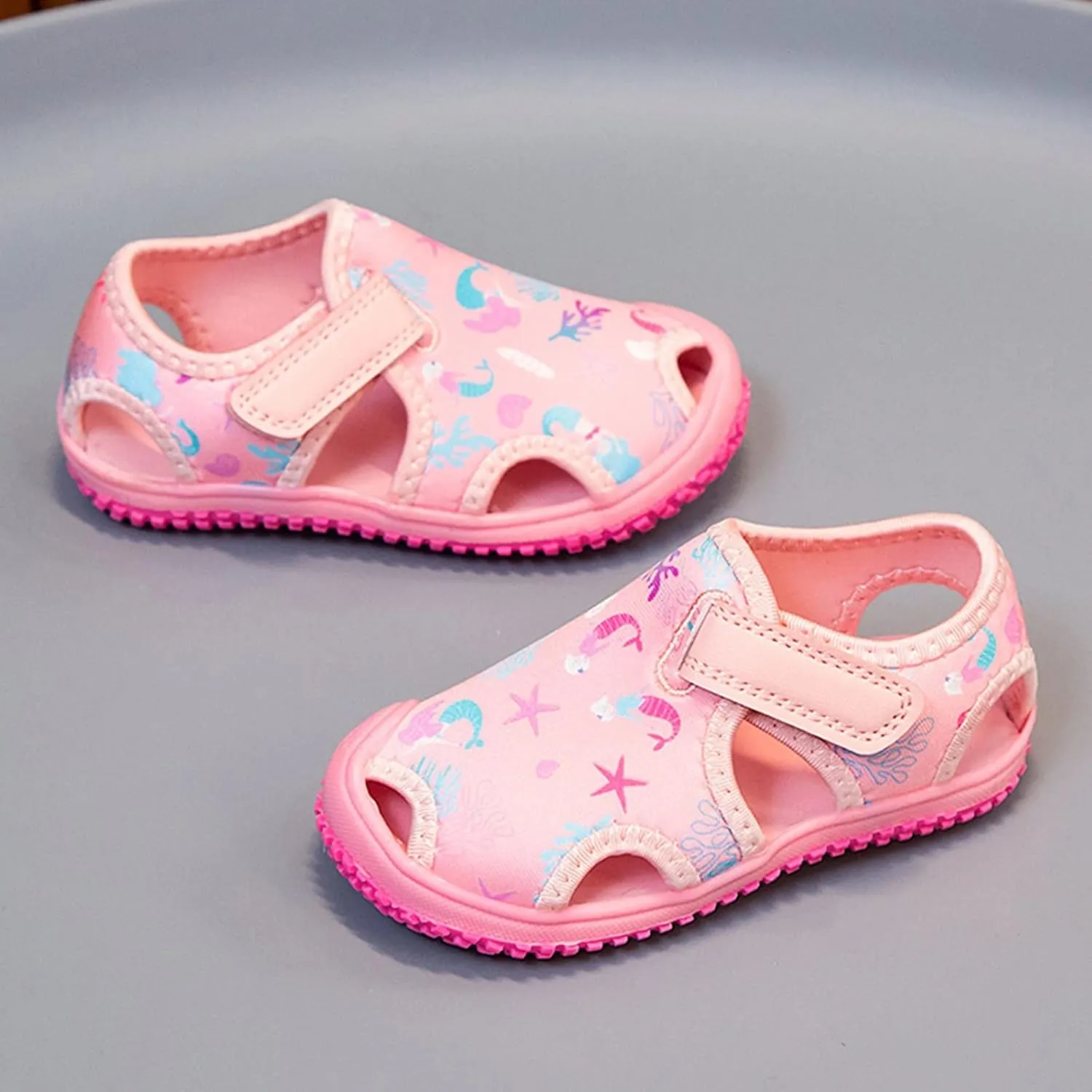 Toddler Water Shoes Quick-Dry Cute Beach Swim Pool Shoes Boys Girls Slip On Lightweight Breathable Flat Sandals